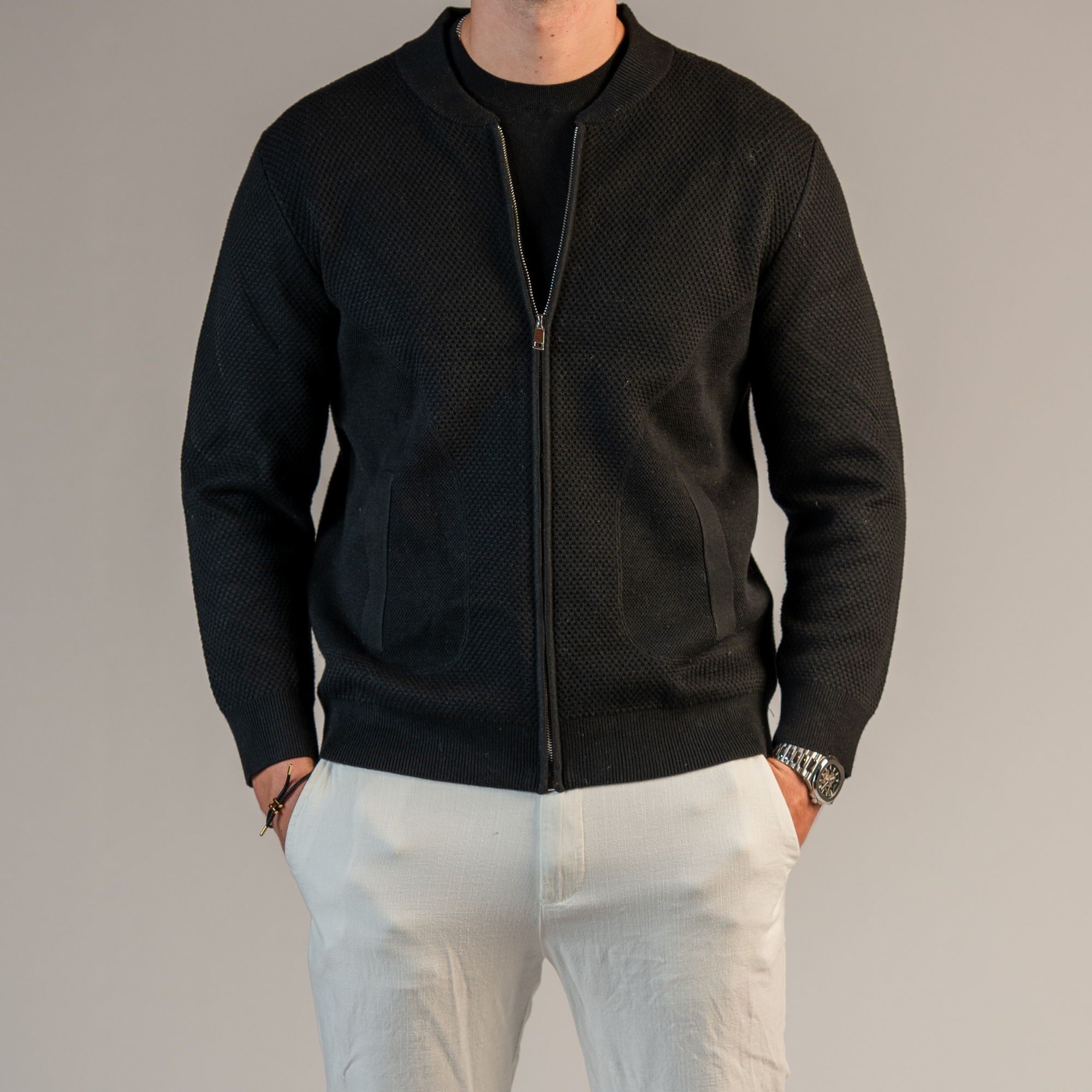 Merino Wool Full Zip Sweater
