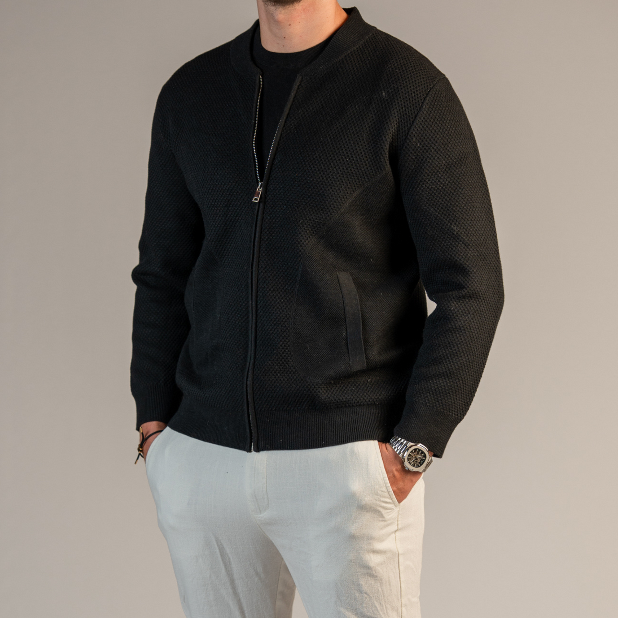 Merino Wool Full Zip Sweater