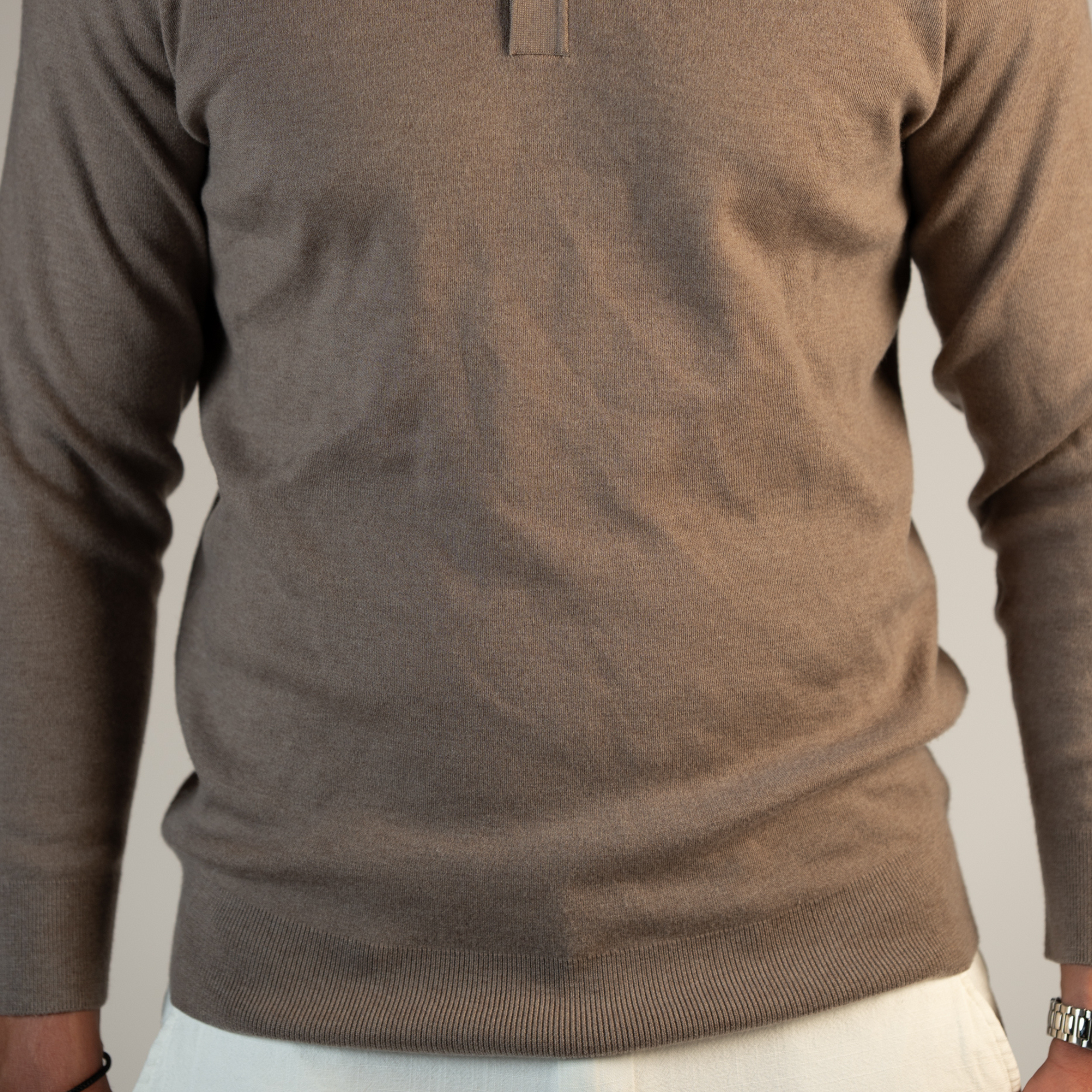 Merino Wool Knitted Long Sleeve Polo