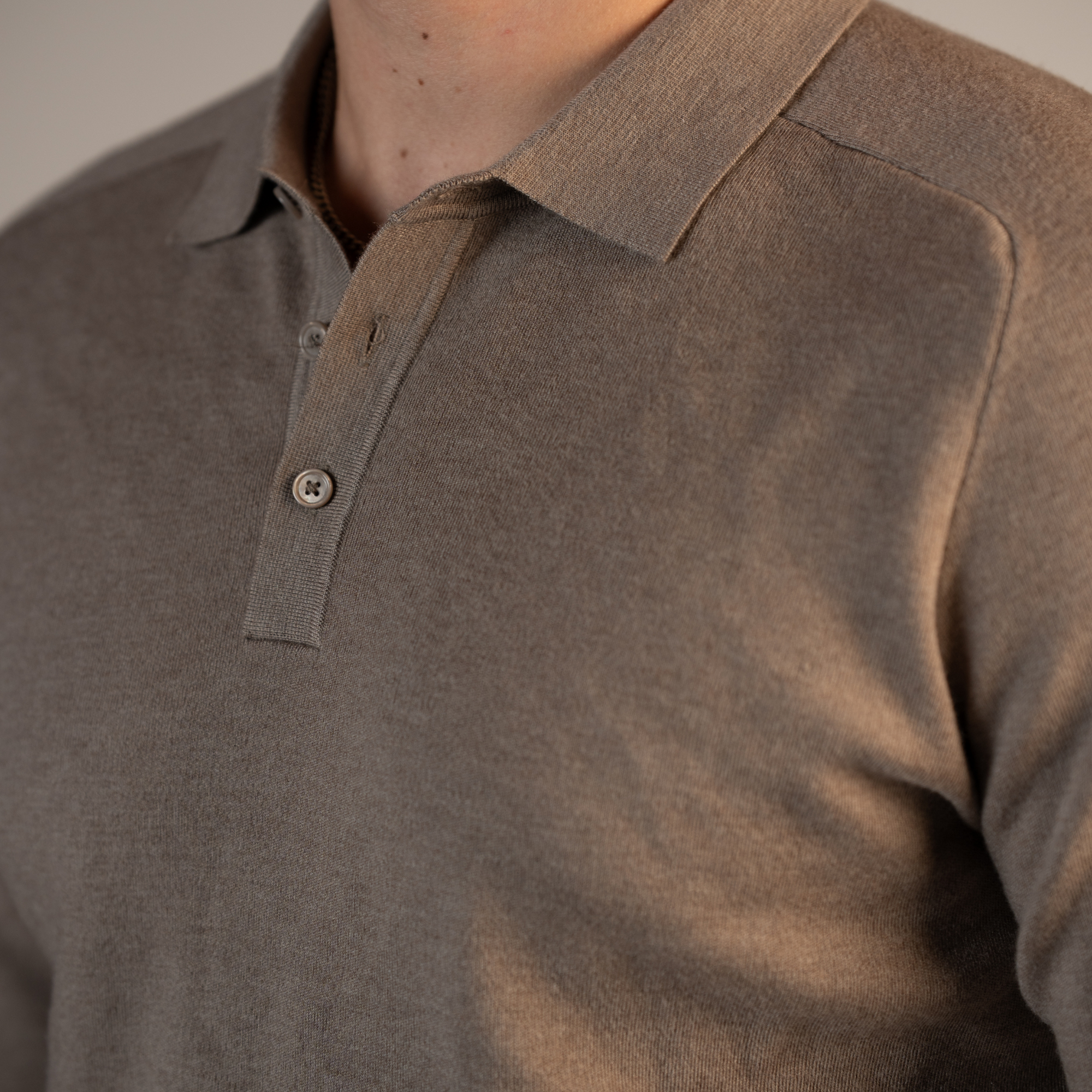 Merino Wool Knitted Long Sleeve Polo