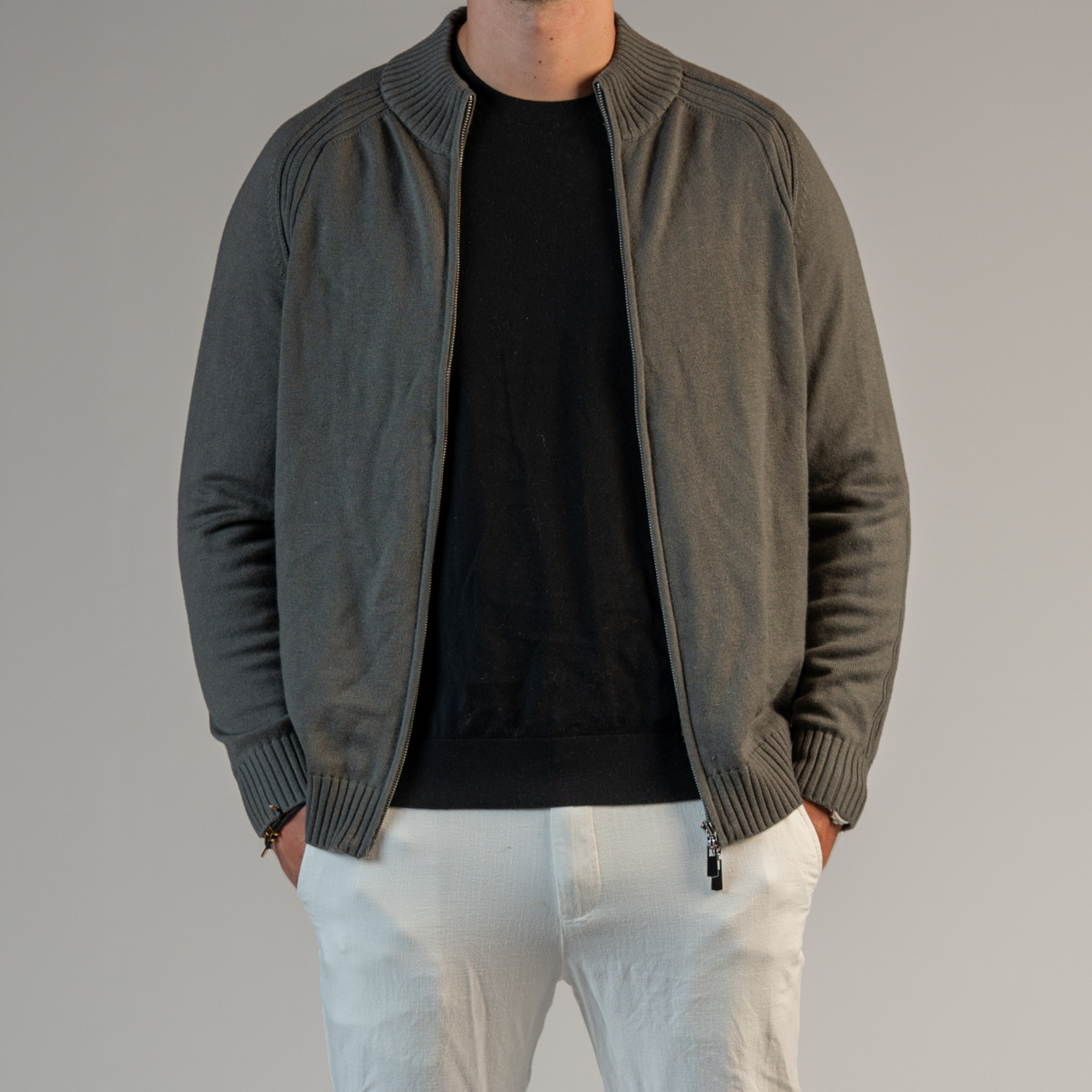Merino Wool Full Zip Sweater