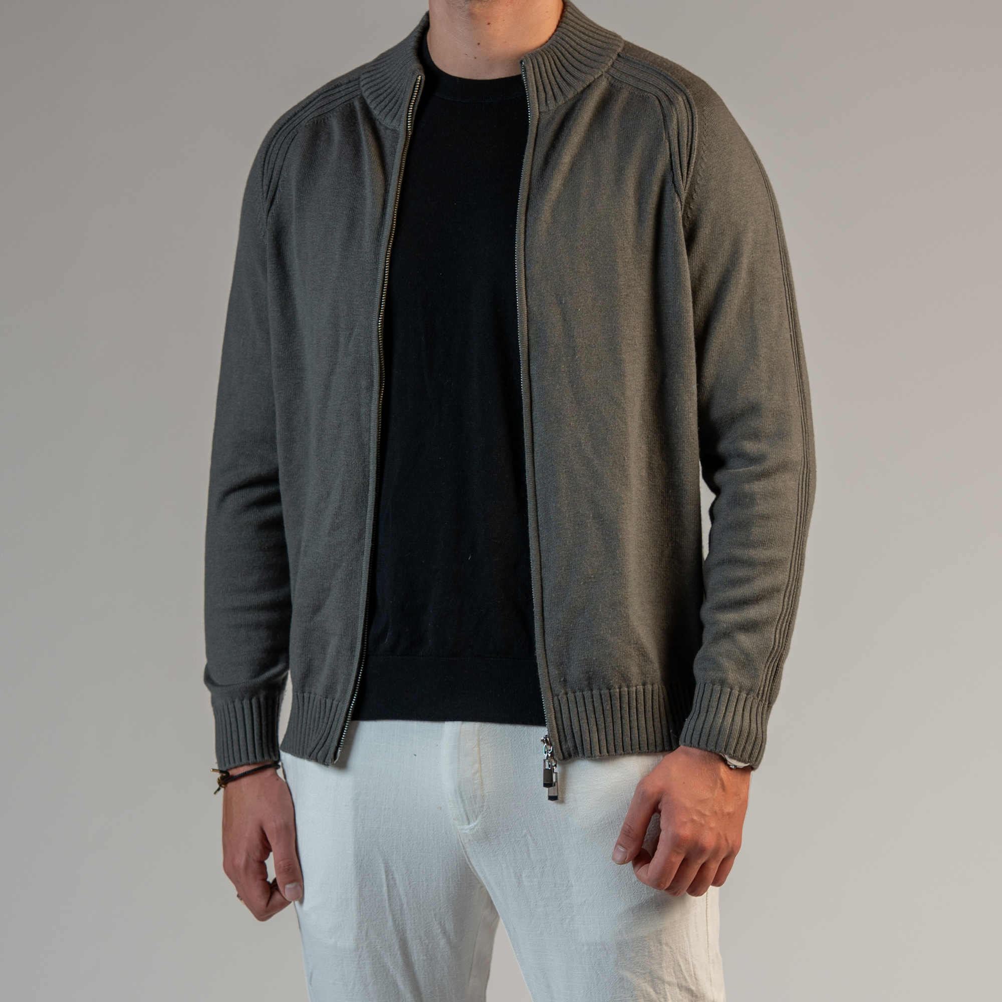 Merino Wool Full Zip Sweater