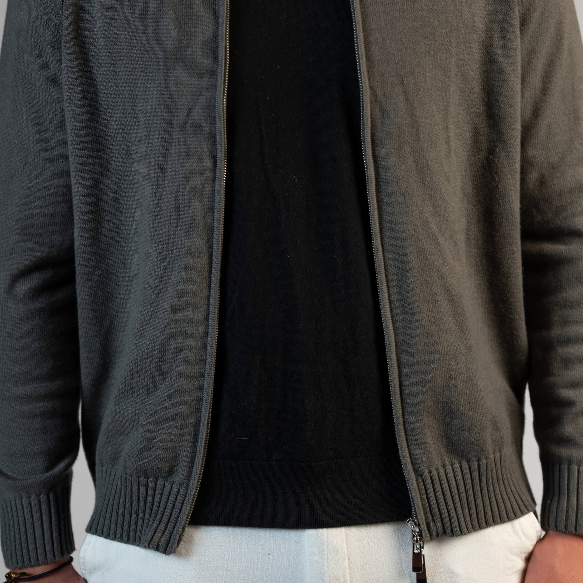 Merino Wool Full Zip Sweater